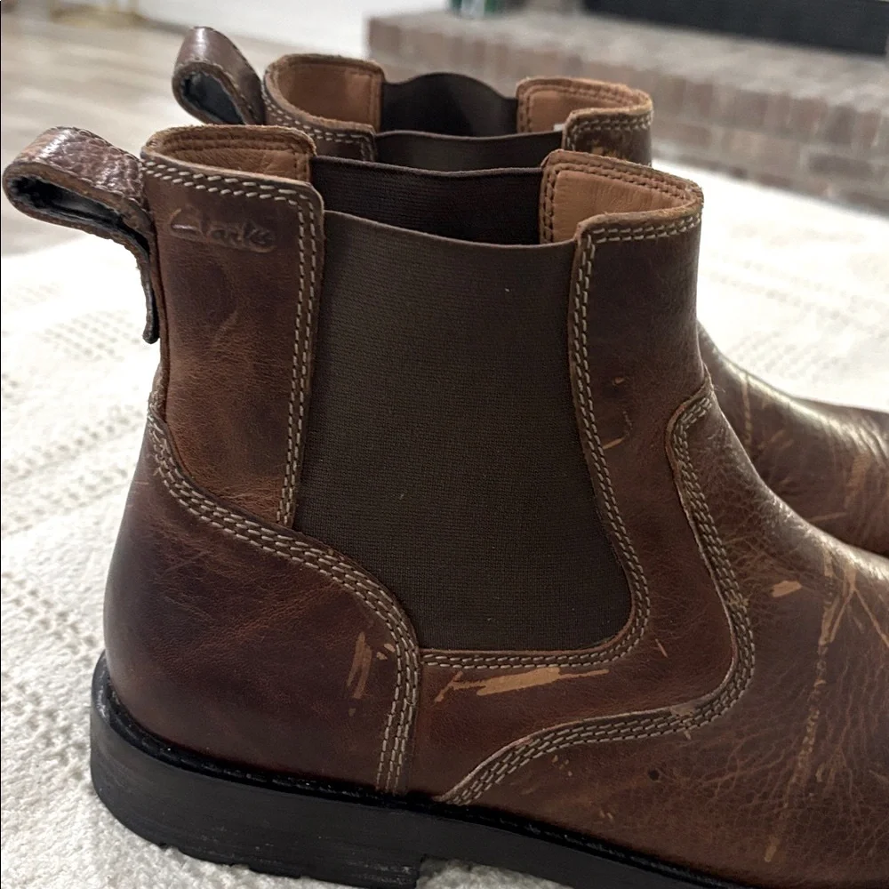 CLARKS Mens‎ Casual Pull On Boots Faulkner On Chelsea Boots Size 11